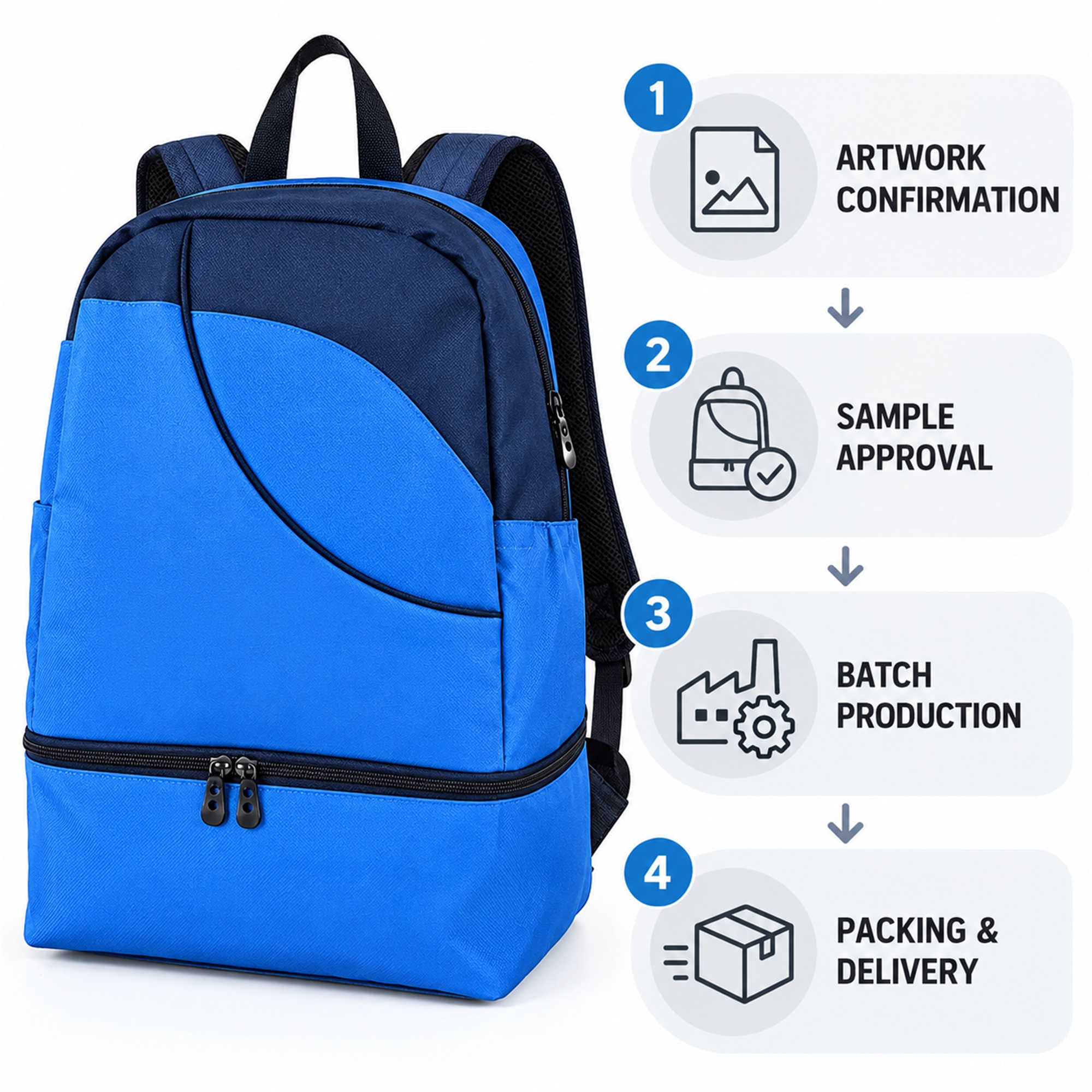 Custom Oxford Swimming And Fitness Backpack With Separate Bottom Compartment custom logo option