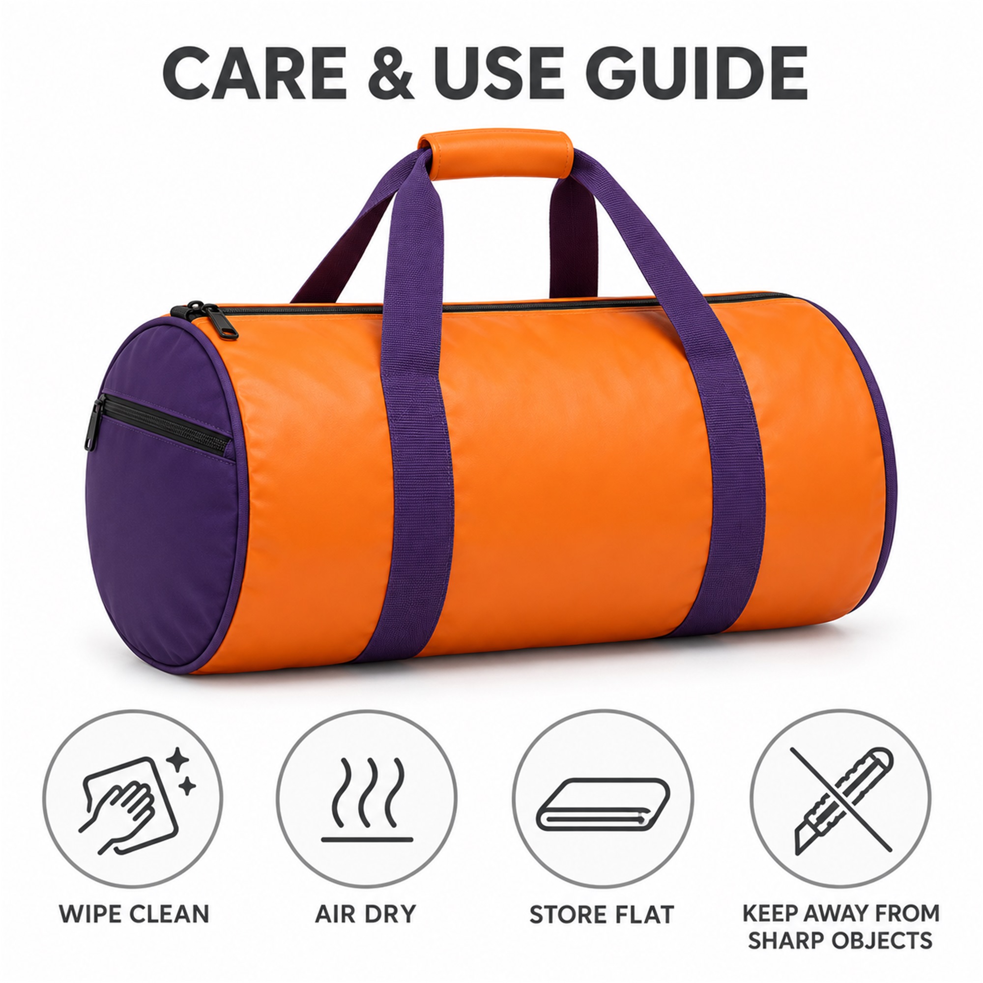 Orange And Purple Barrel Gym And Travel Duffel additional product views