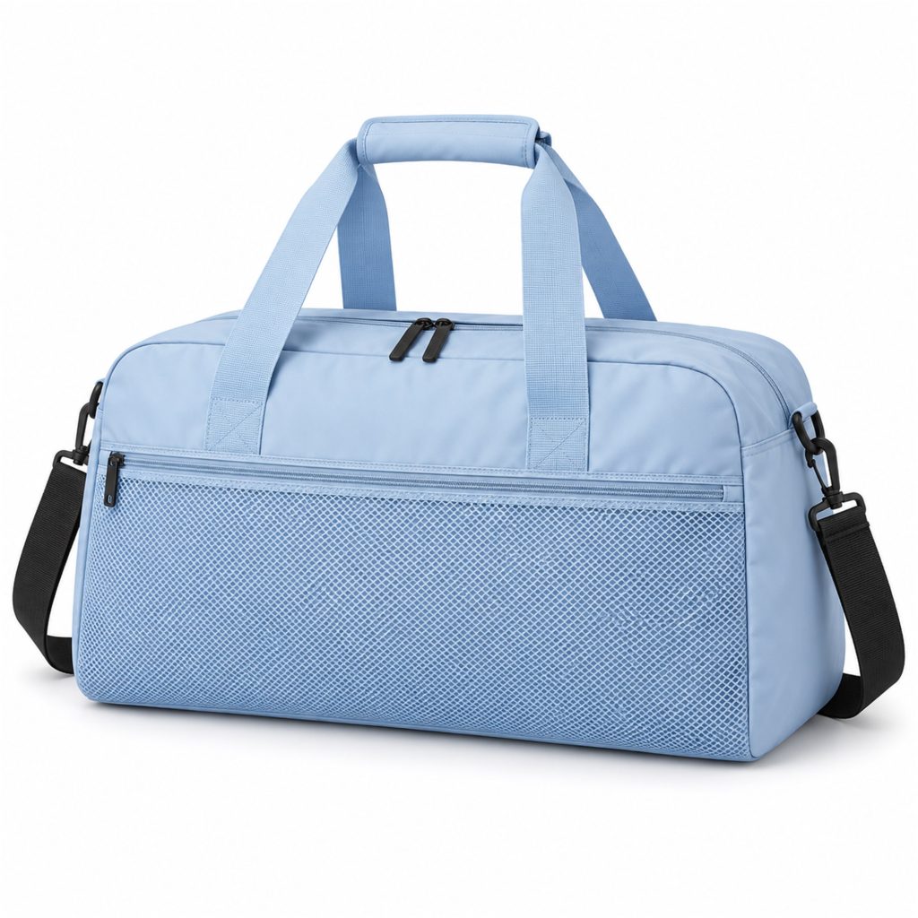 Custom Nylon Gym And Travel Duffel With Front Mesh Pocket front product view
