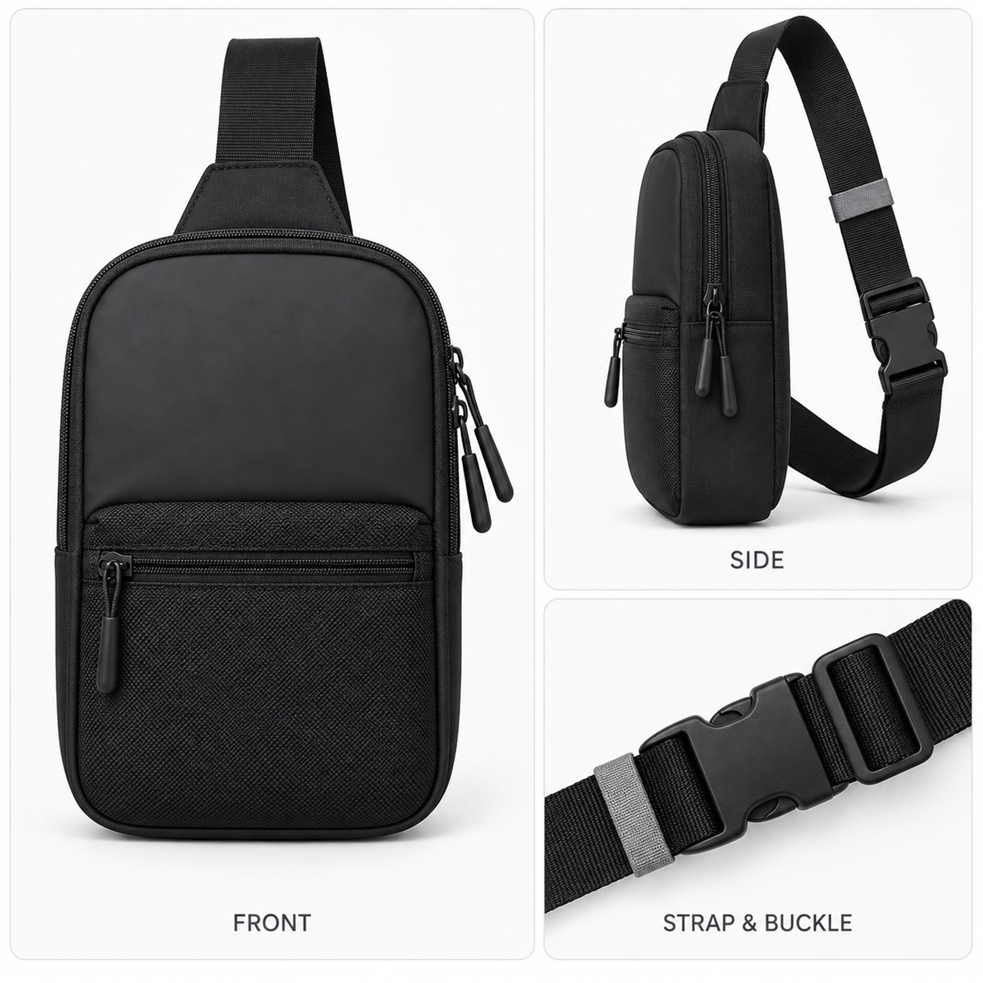 Custom Black Oxford Compact Vertical Sling Bag available styles and colors