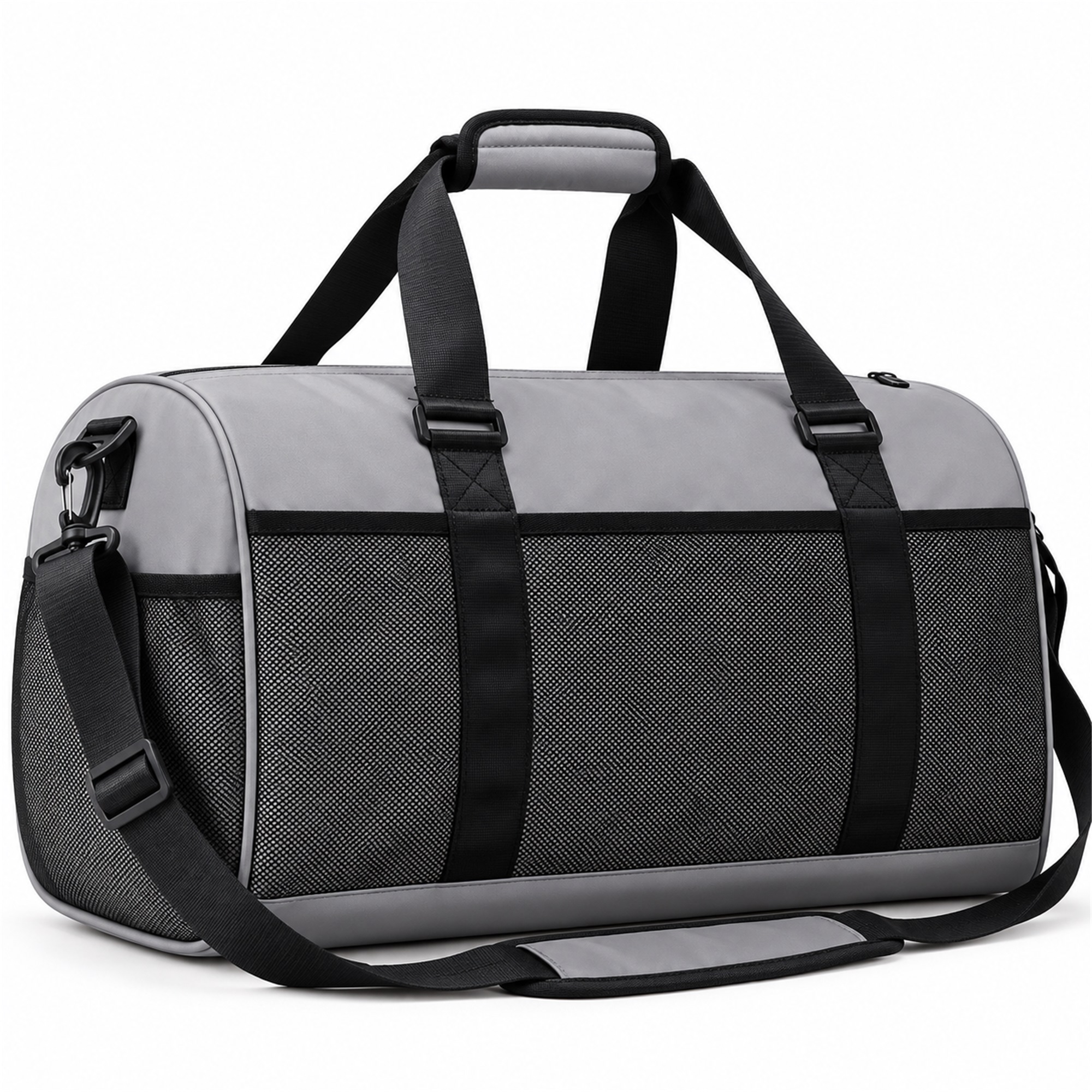 Custom Mesh-Panel Sports And Travel Duffle Bag front product view