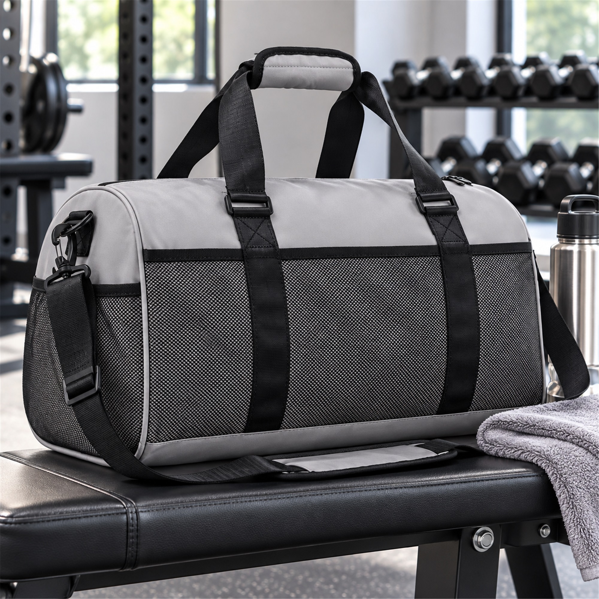 Custom Mesh-Panel Sports And Travel Duffle Bag lifestyle application