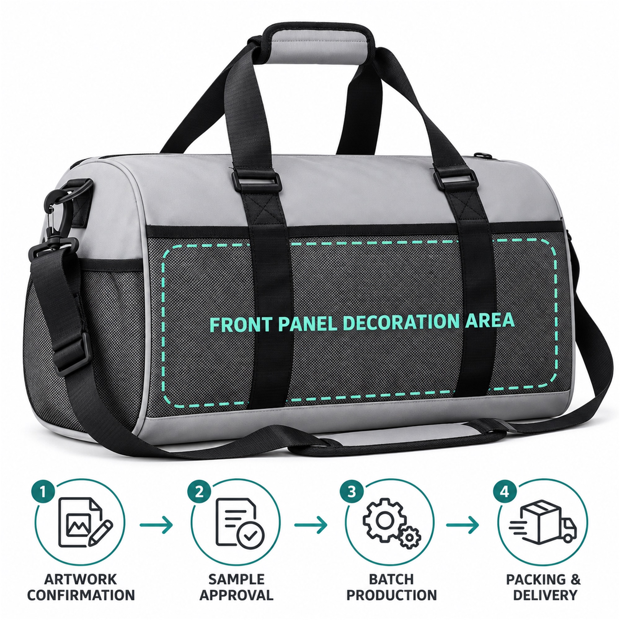 Custom Mesh-Panel Sports And Travel Duffle Bag custom logo option