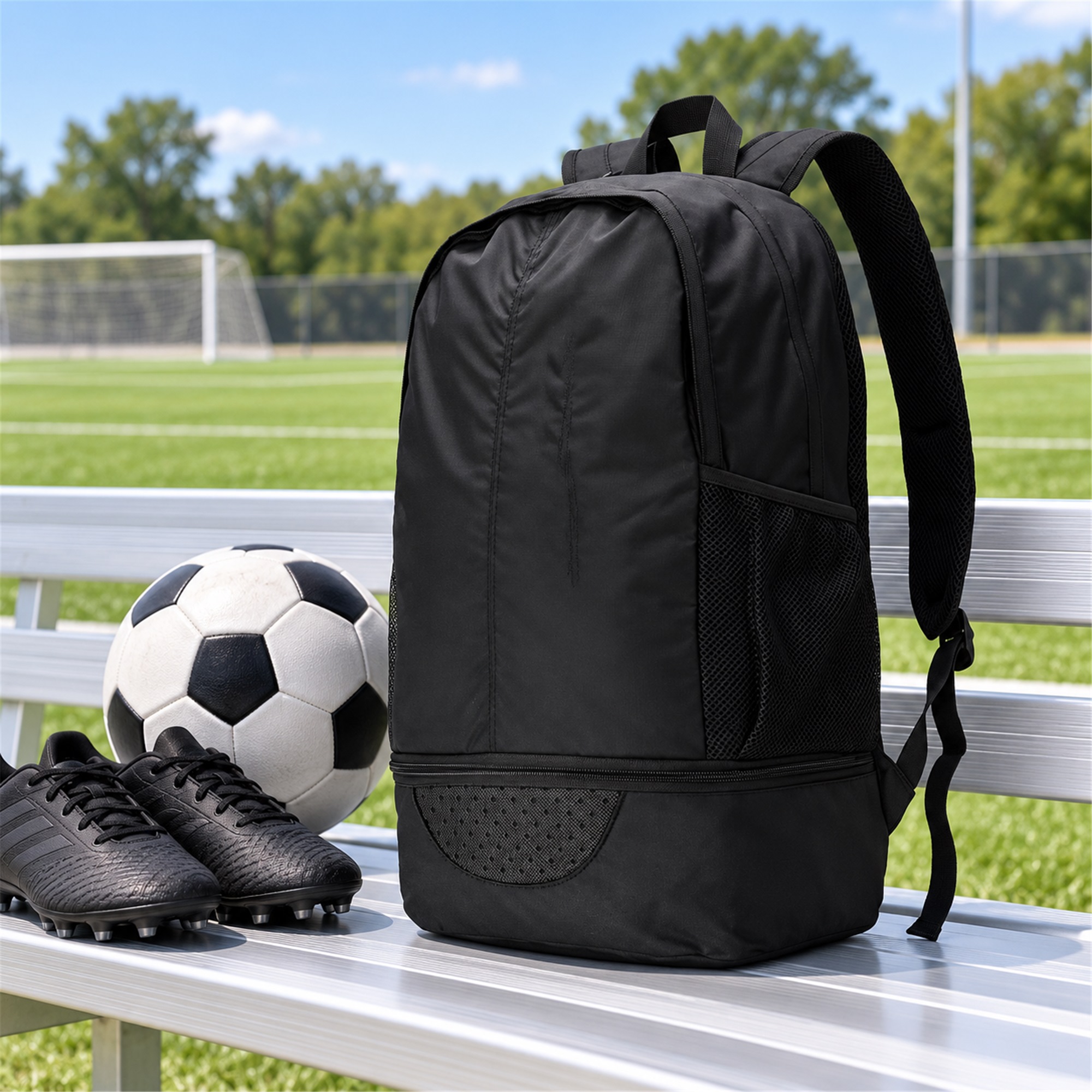 Custom Nylon Football Equipment Backpack With Separate Bottom Compartment lifestyle application