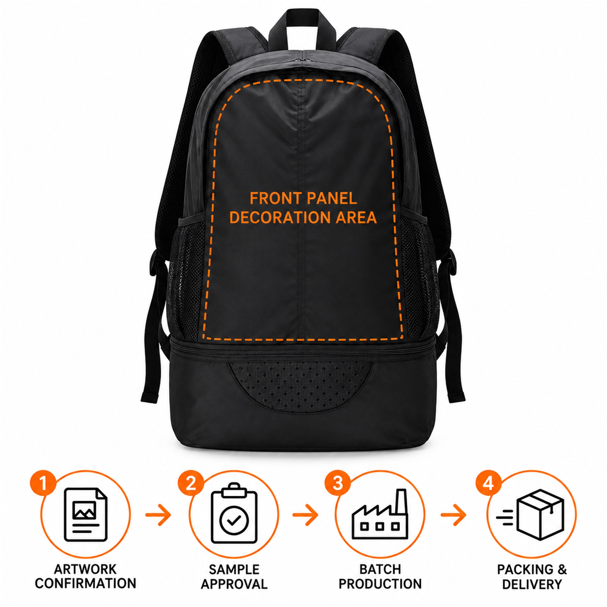 Custom Nylon Football Equipment Backpack With Separate Bottom Compartment custom logo option