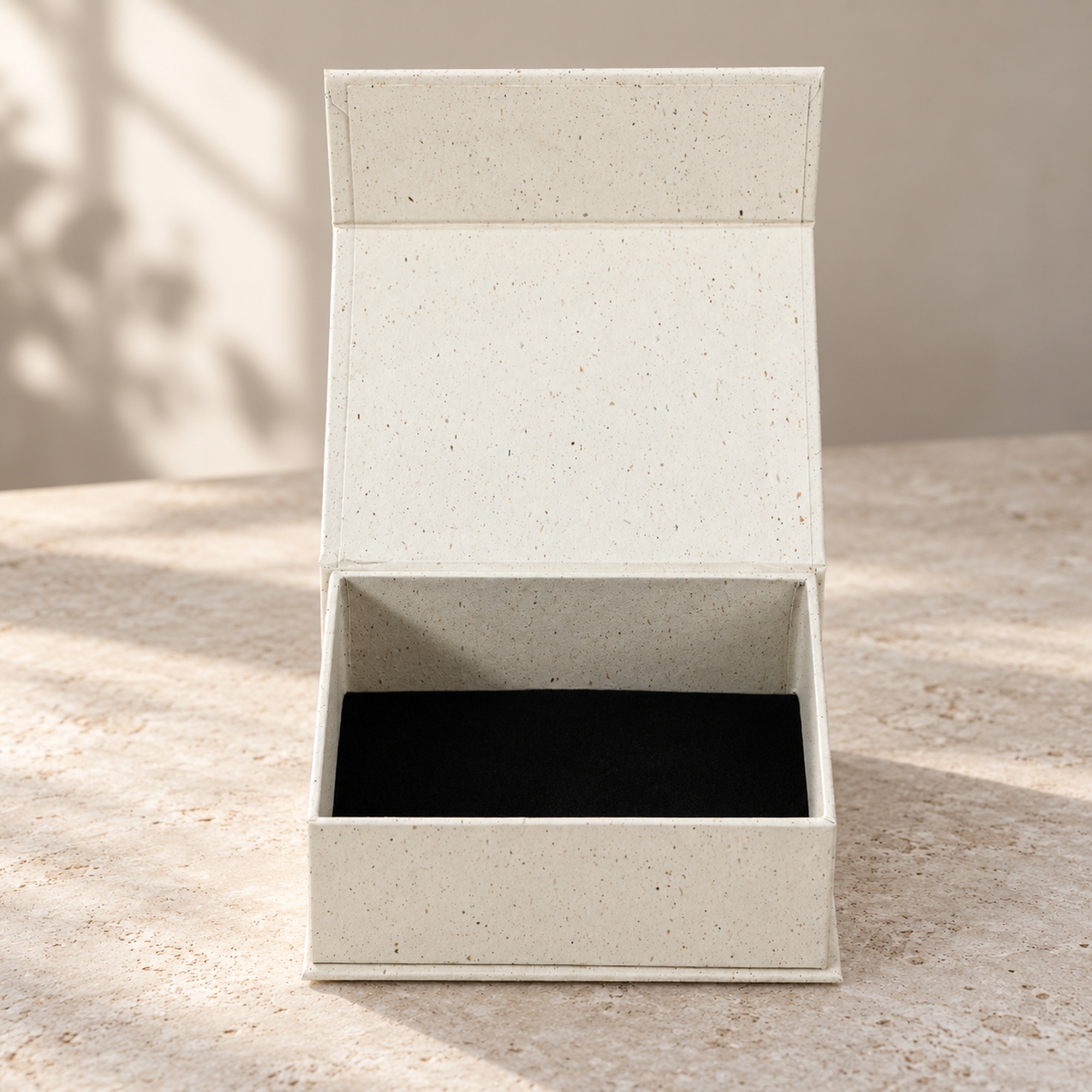Speckled Hinged Jewelry Box presentation setting