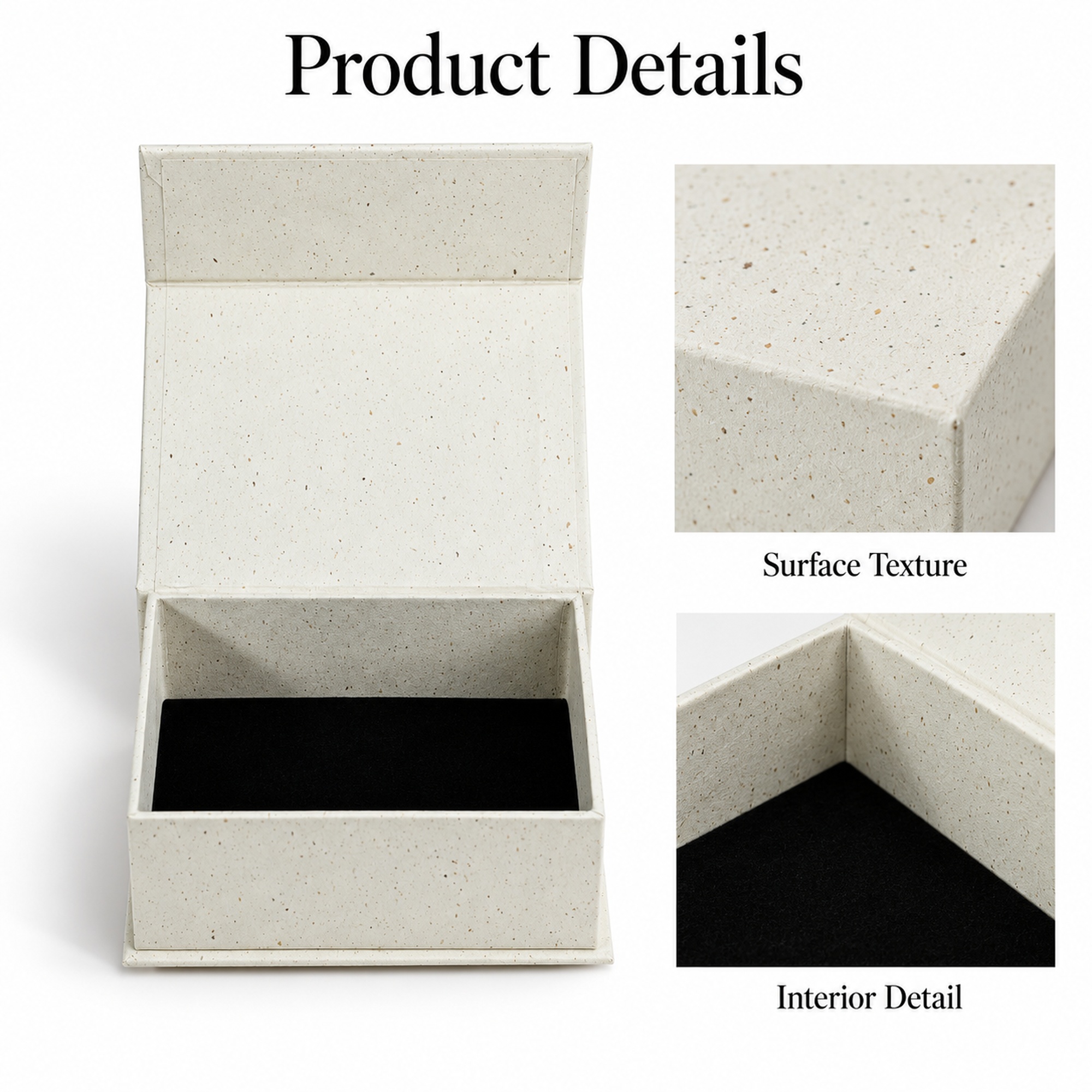 Wholesale speckled hinged jewelry box visible design details