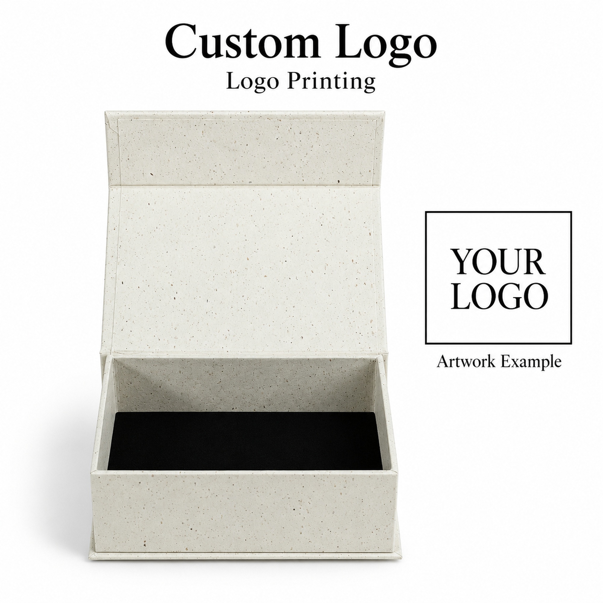Custom branding options for speckled hinged jewelry box