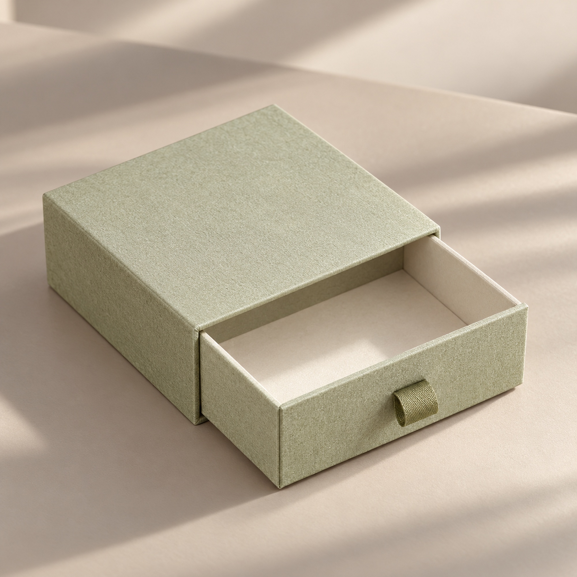 Ribbon Pull Drawer Jewelry Box presentation setting