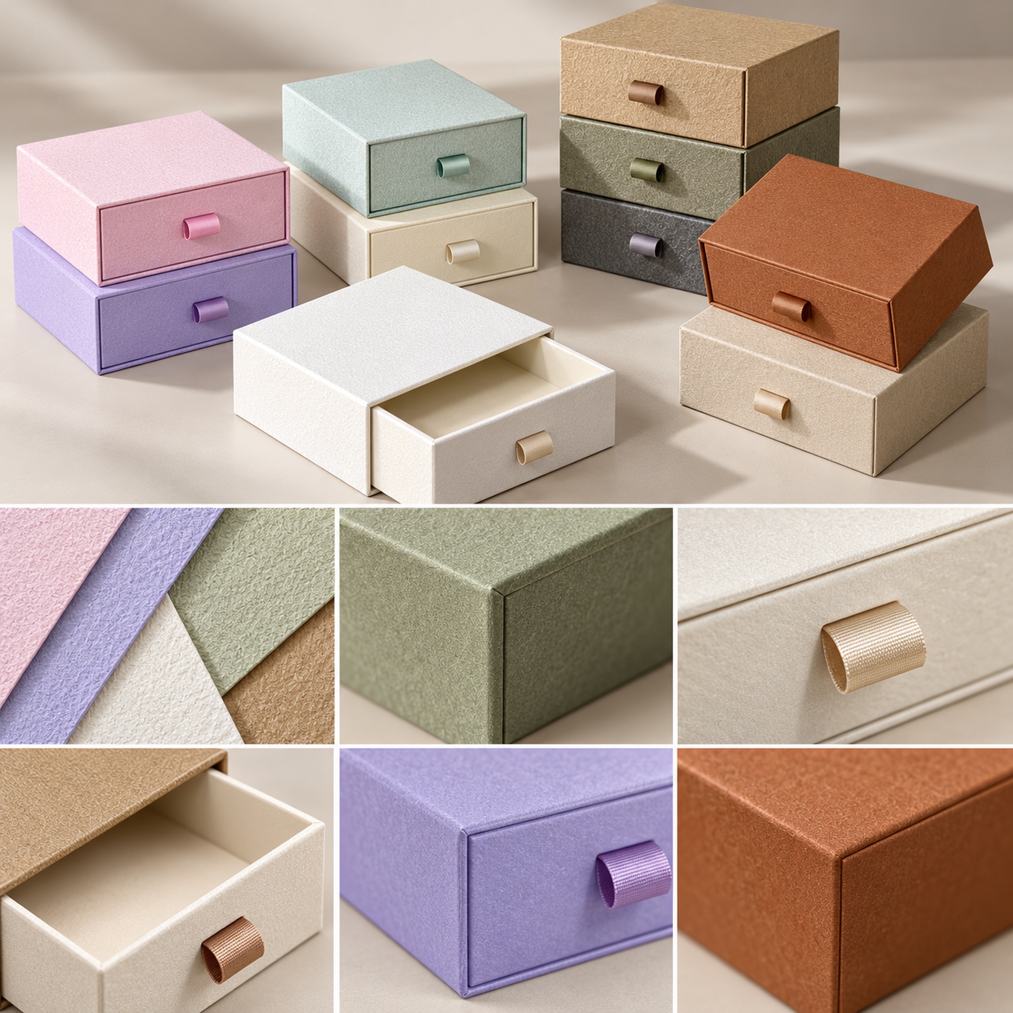 Wholesale ribbon pull drawer jewelry box visible design details