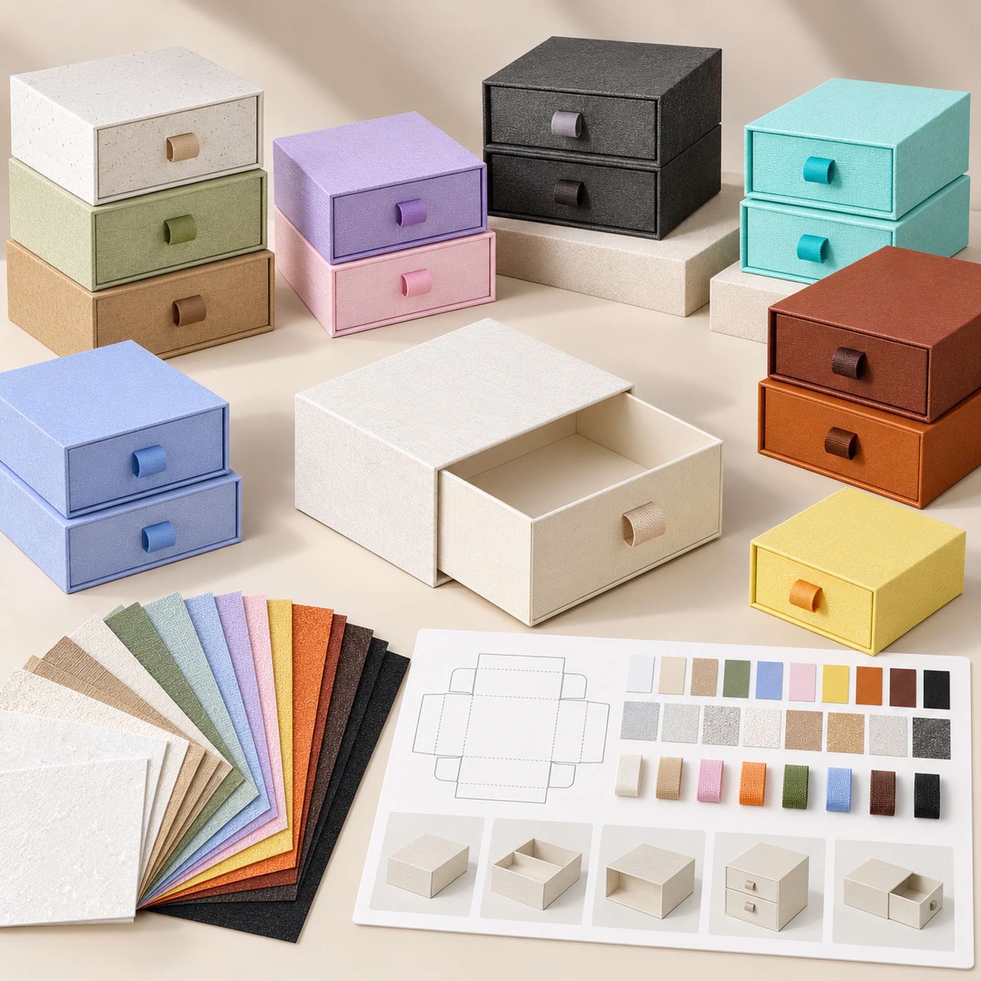 Custom branding options for ribbon pull drawer jewelry box
