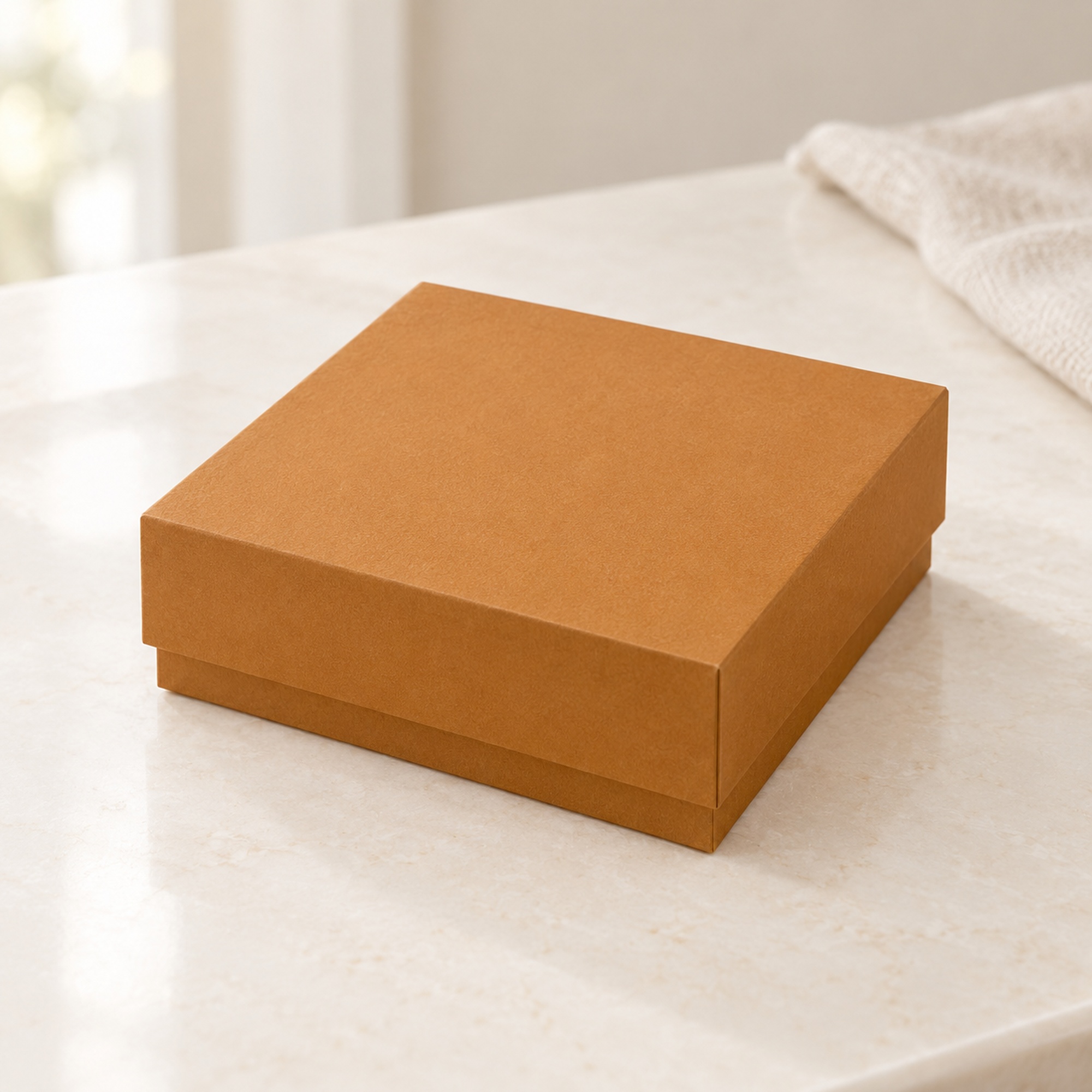 Caramel Lift-Off Lid Jewelry Box presentation setting