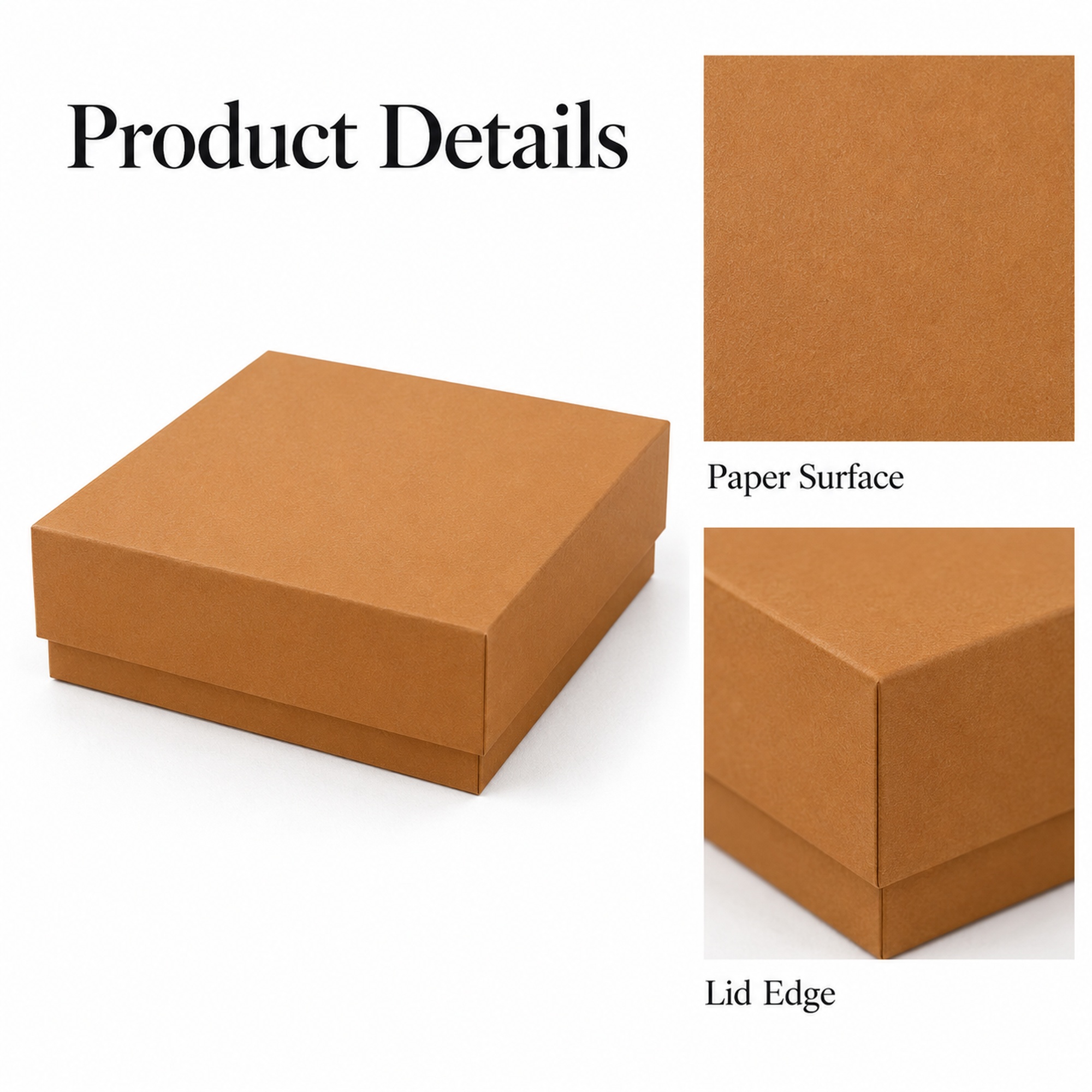 Wholesale caramel lift-off lid jewelry box visible design details