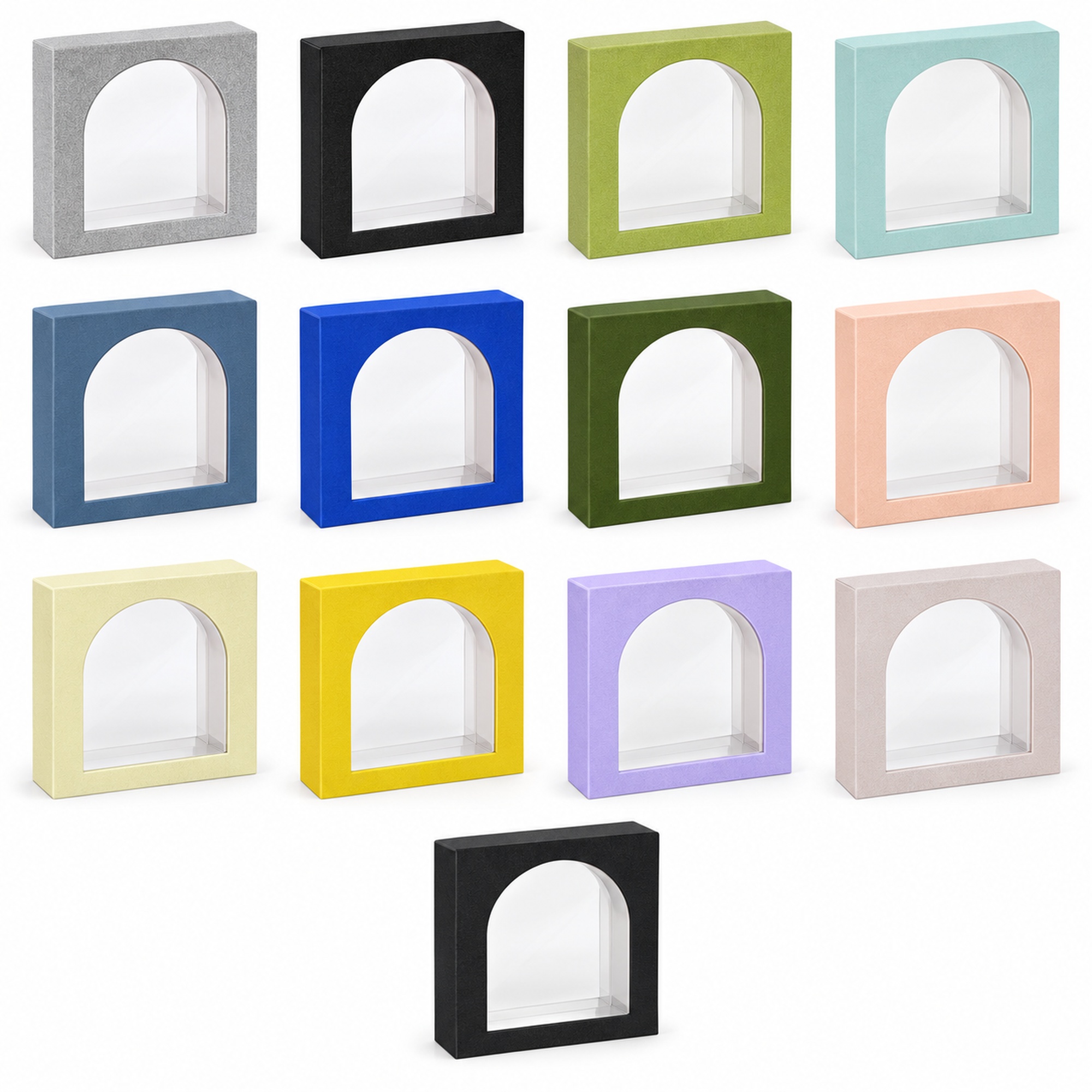 Custom arch window jewelry display box style and color options