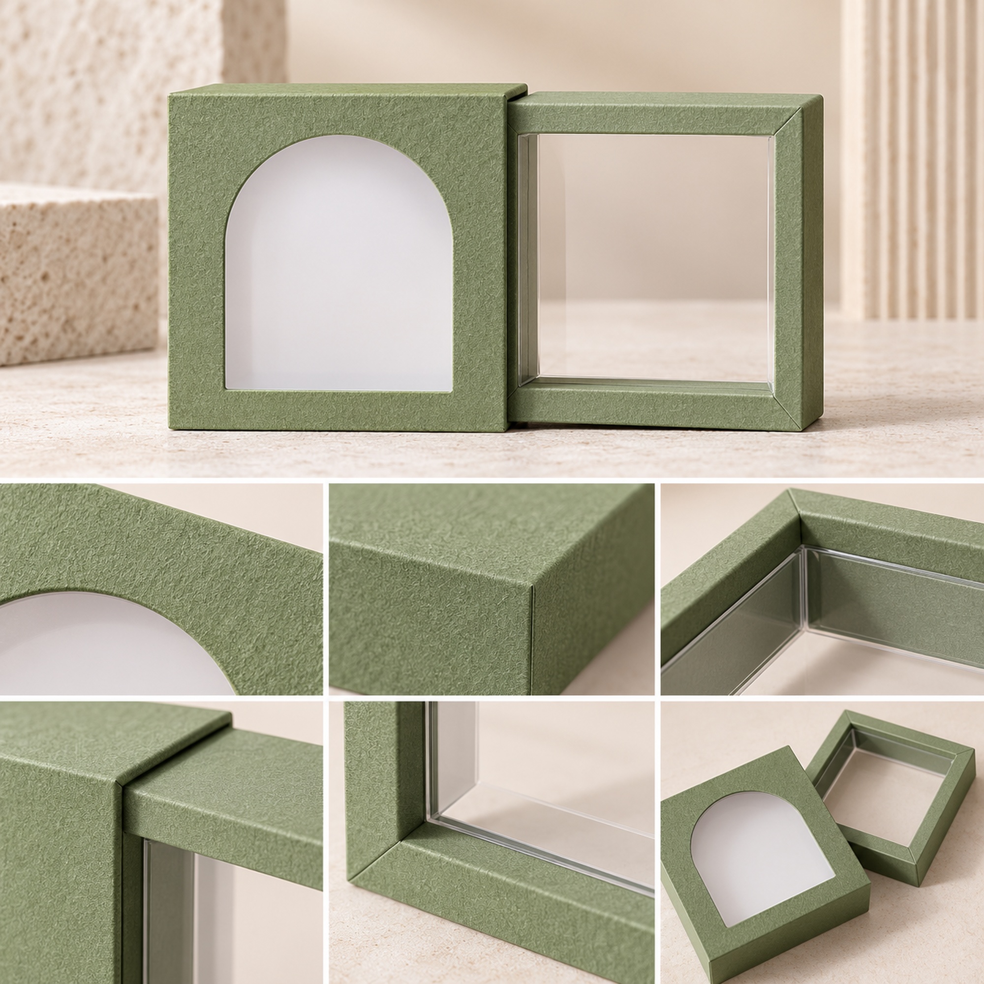 Wholesale arch window jewelry display box visible design details