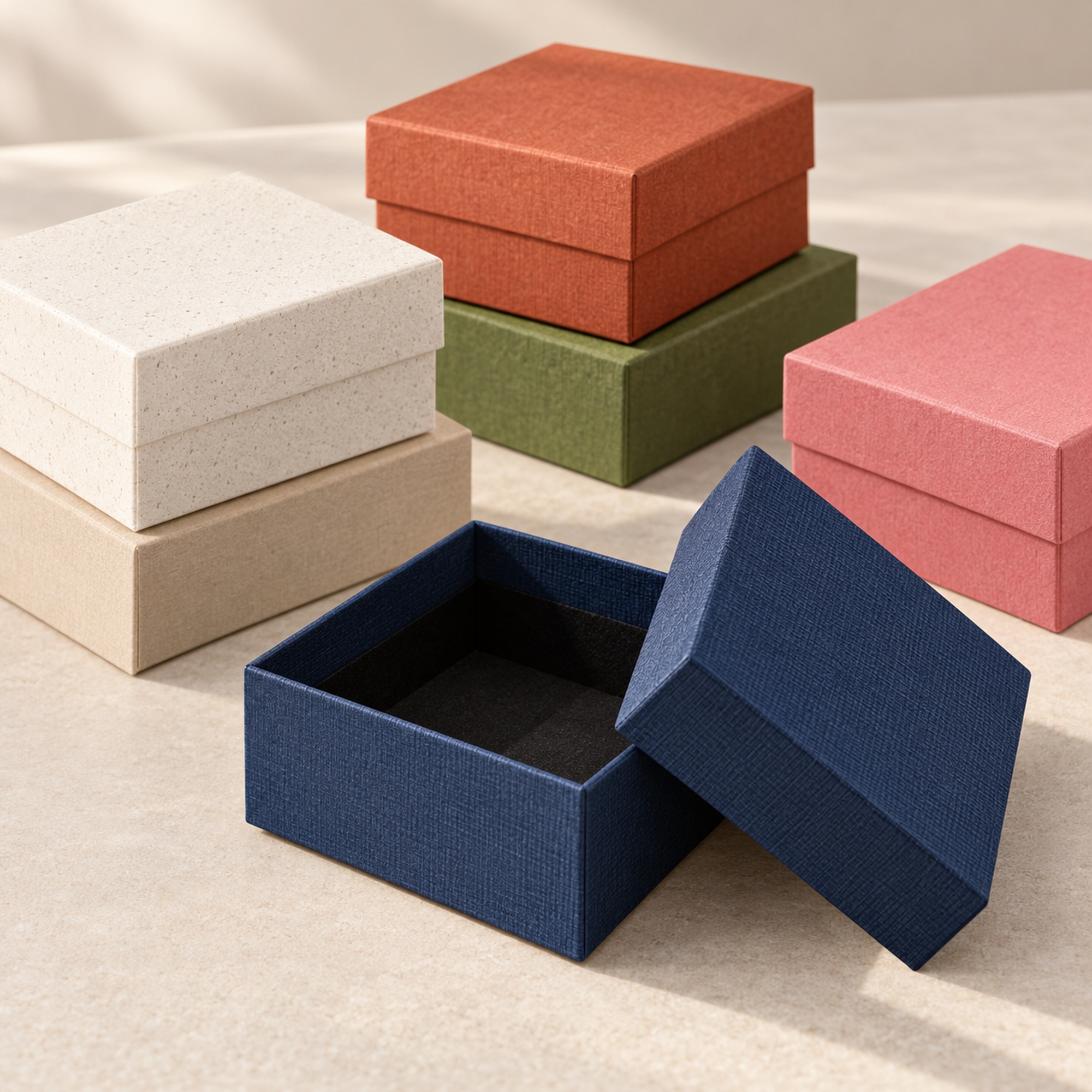 Textured Square Jewelry Gift Box presentation setting