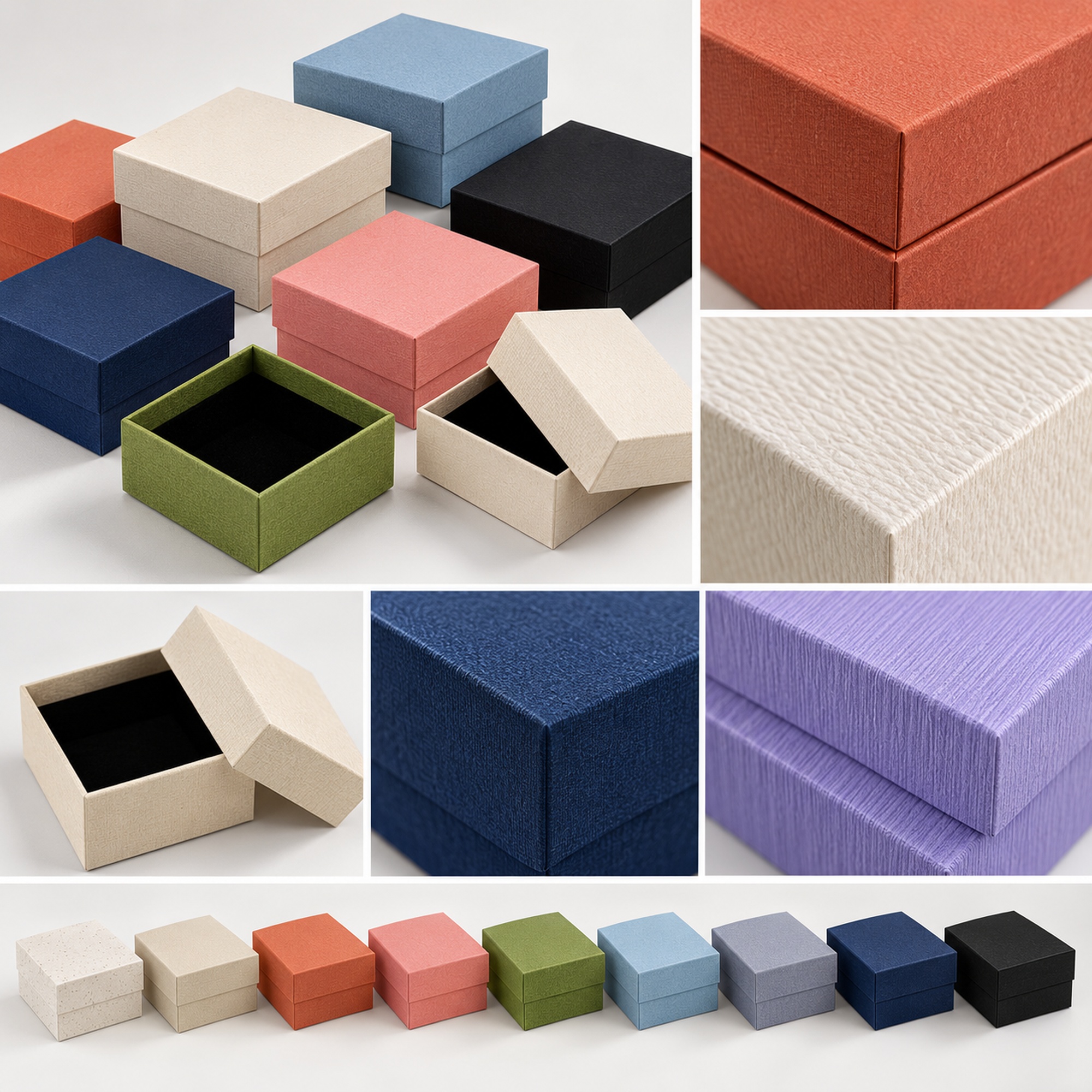 Wholesale textured square jewelry gift box visible design details