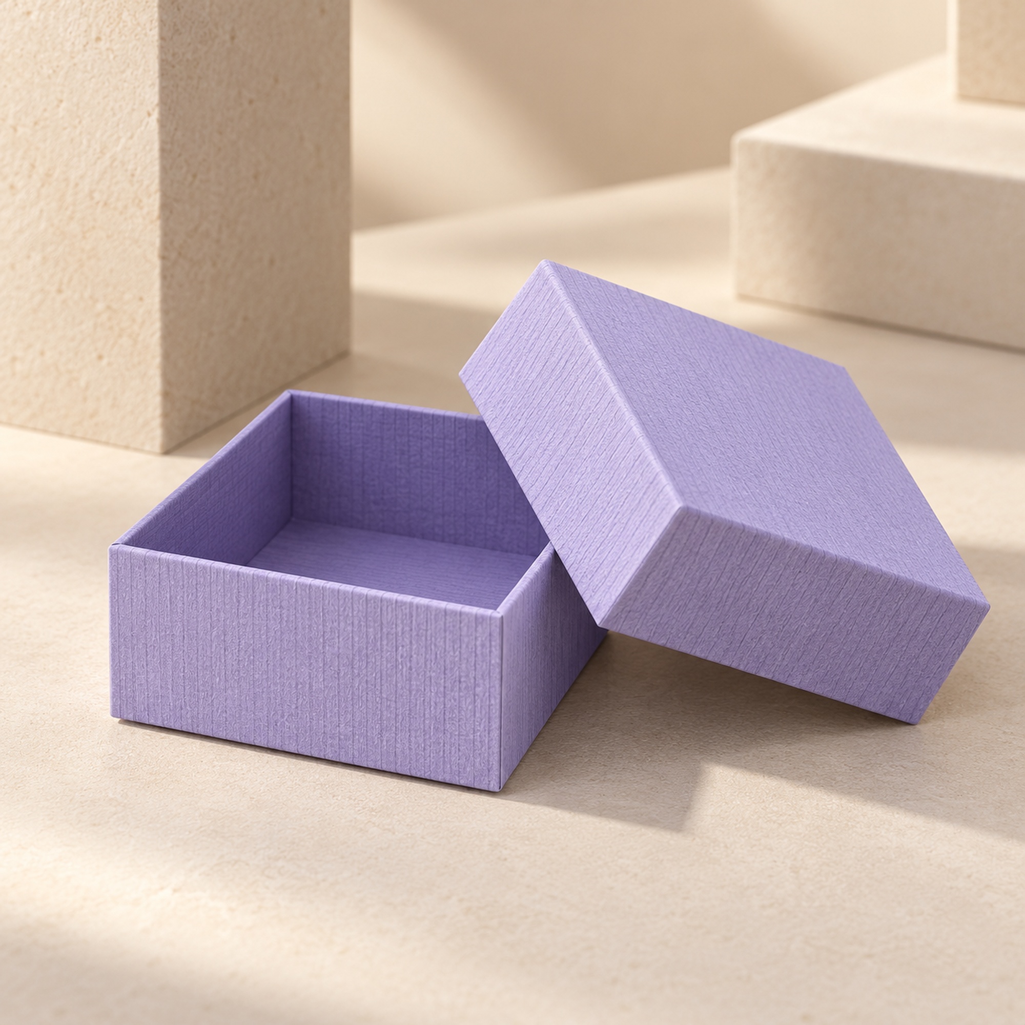 Fine-Texture Lift-Off Lid Jewelry Box presentation setting