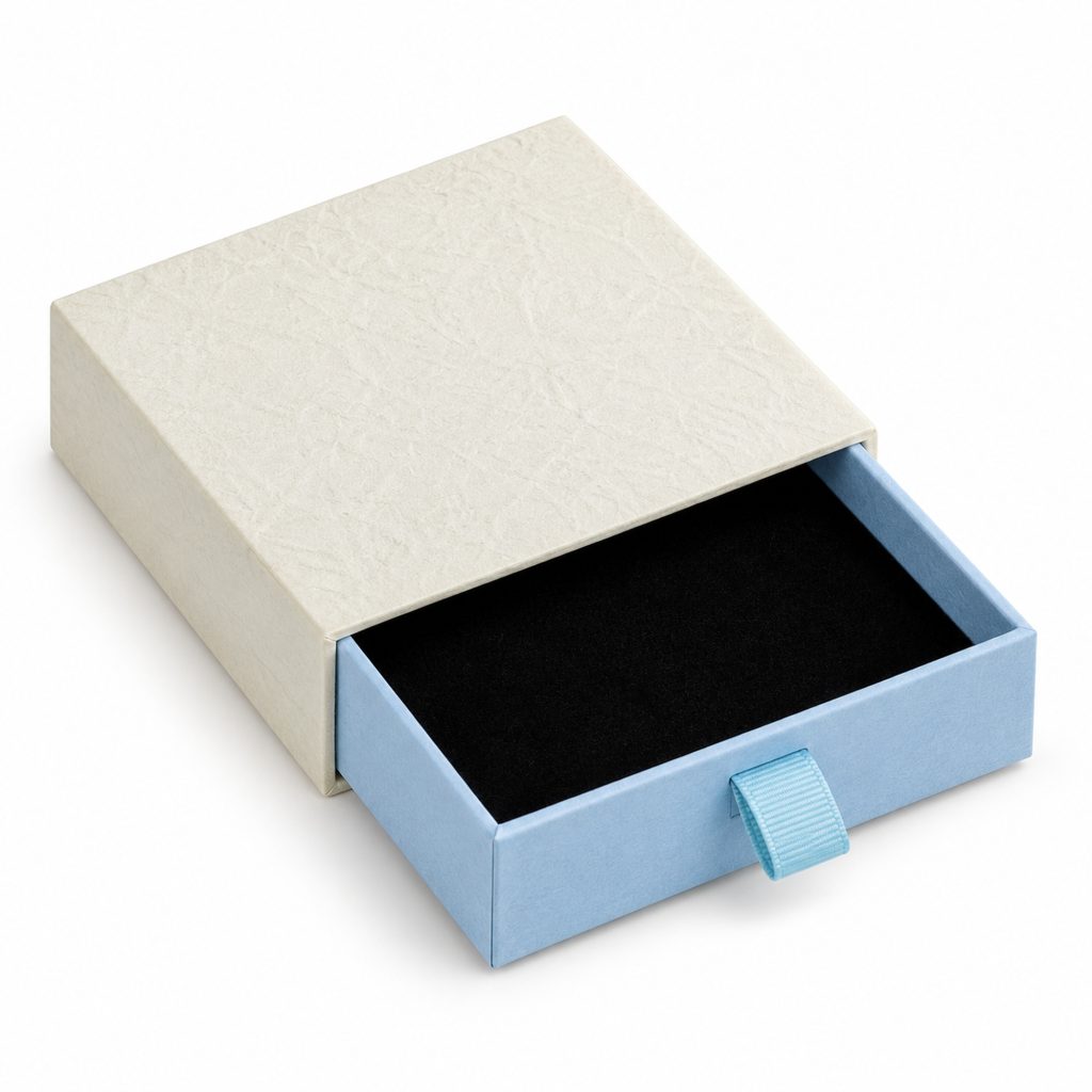 Cream and Blue Drawer Jewelry Box featured product view
