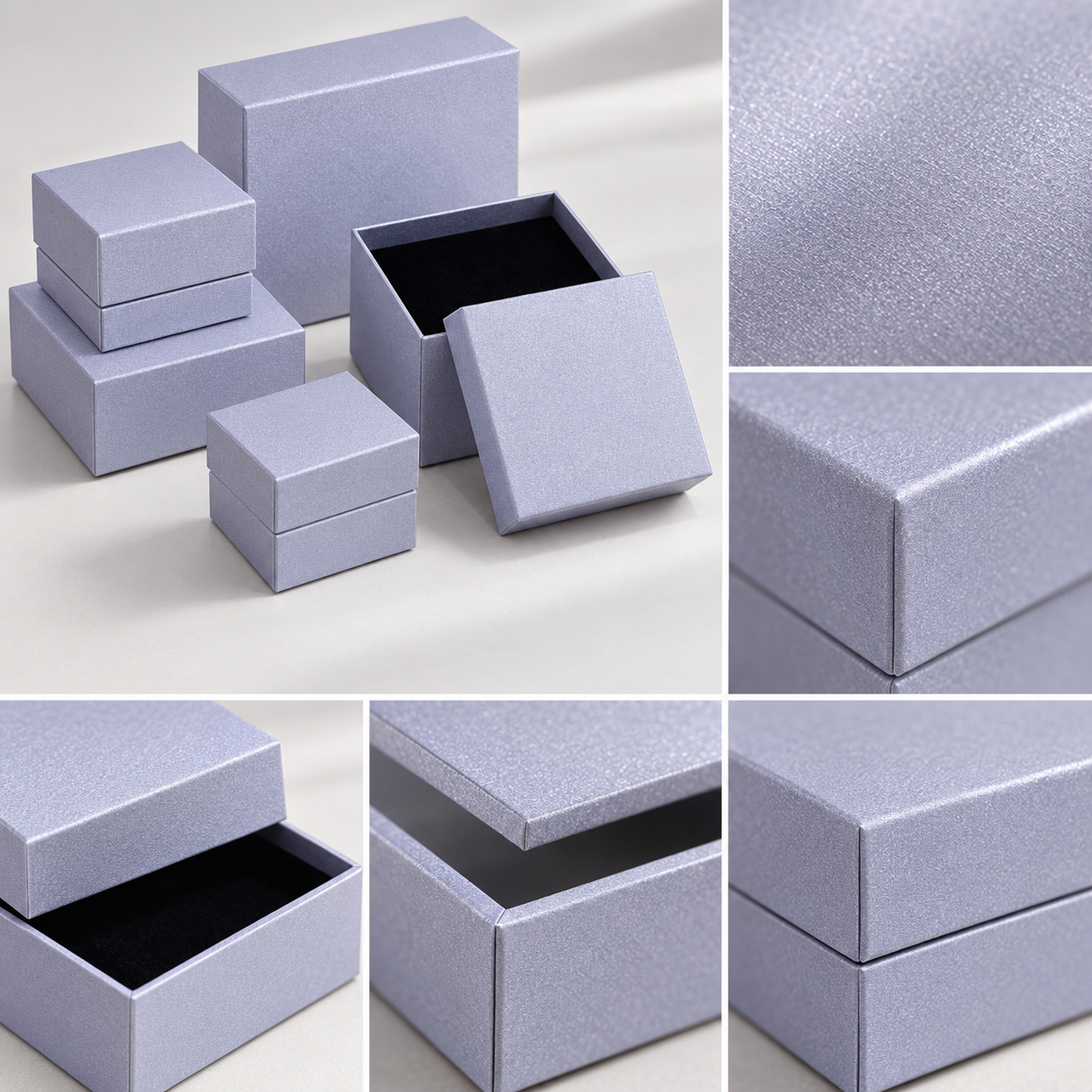 Wholesale pale lavender jewelry presentation box visible design details