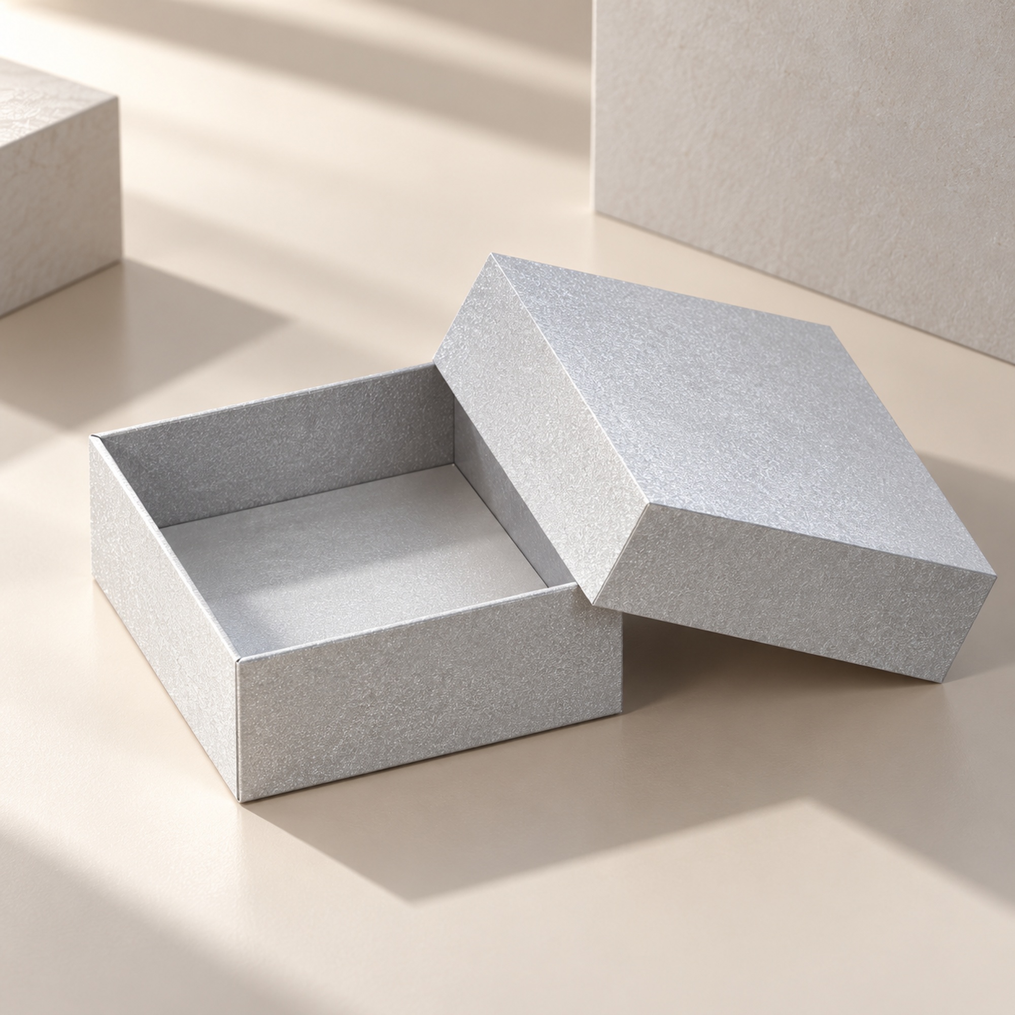 Silver-Tone Textured Jewelry Gift Box presentation setting
