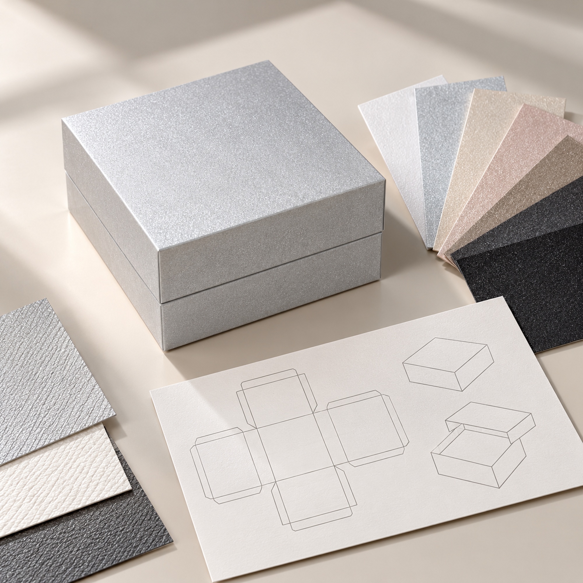 Custom branding options for silver-tone textured jewelry gift box