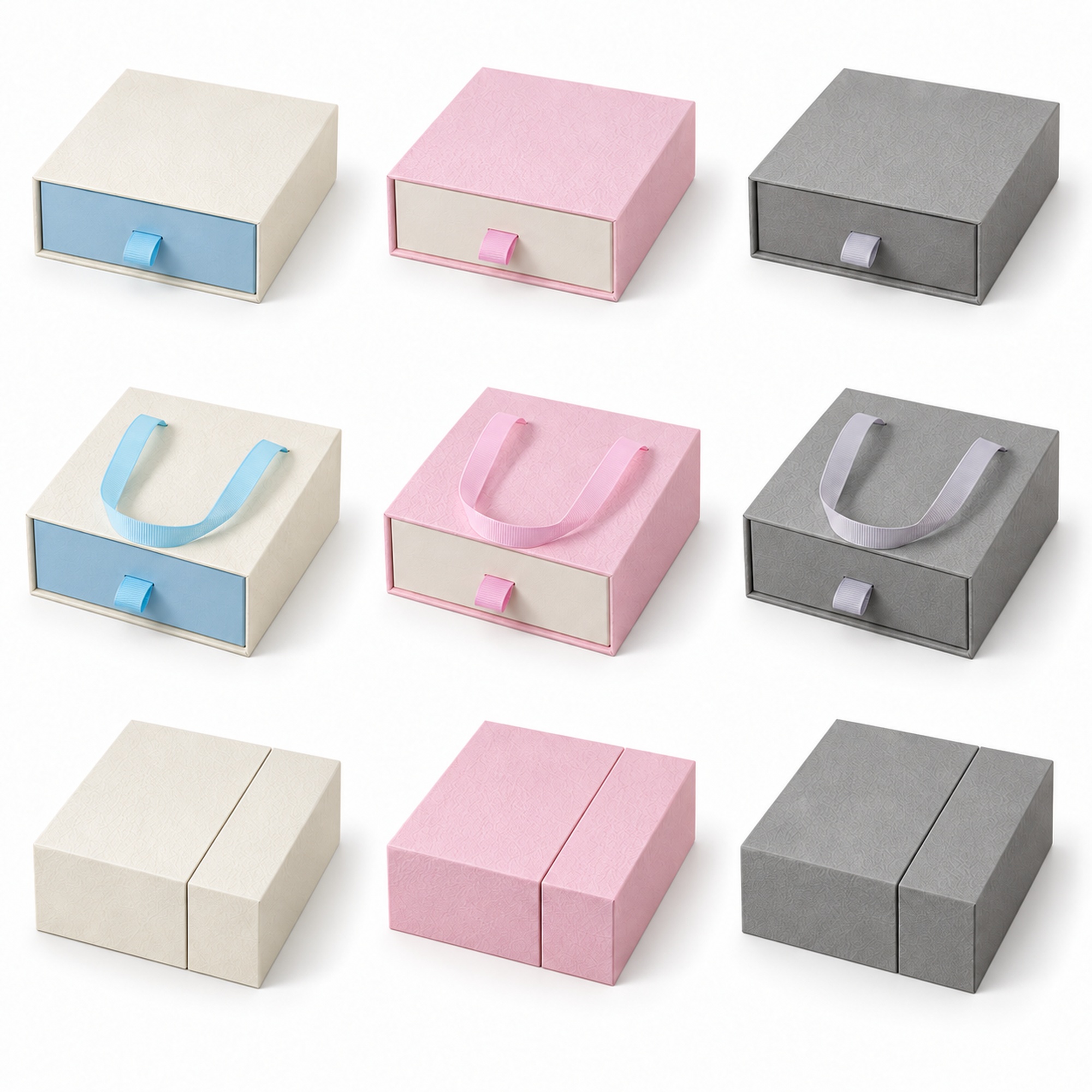Custom pink and cream drawer jewelry box style and color options