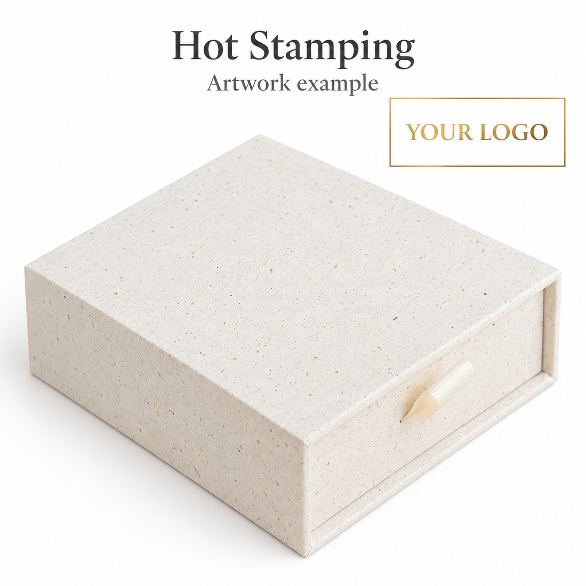 Custom branding options for speckled drawer jewelry packaging box