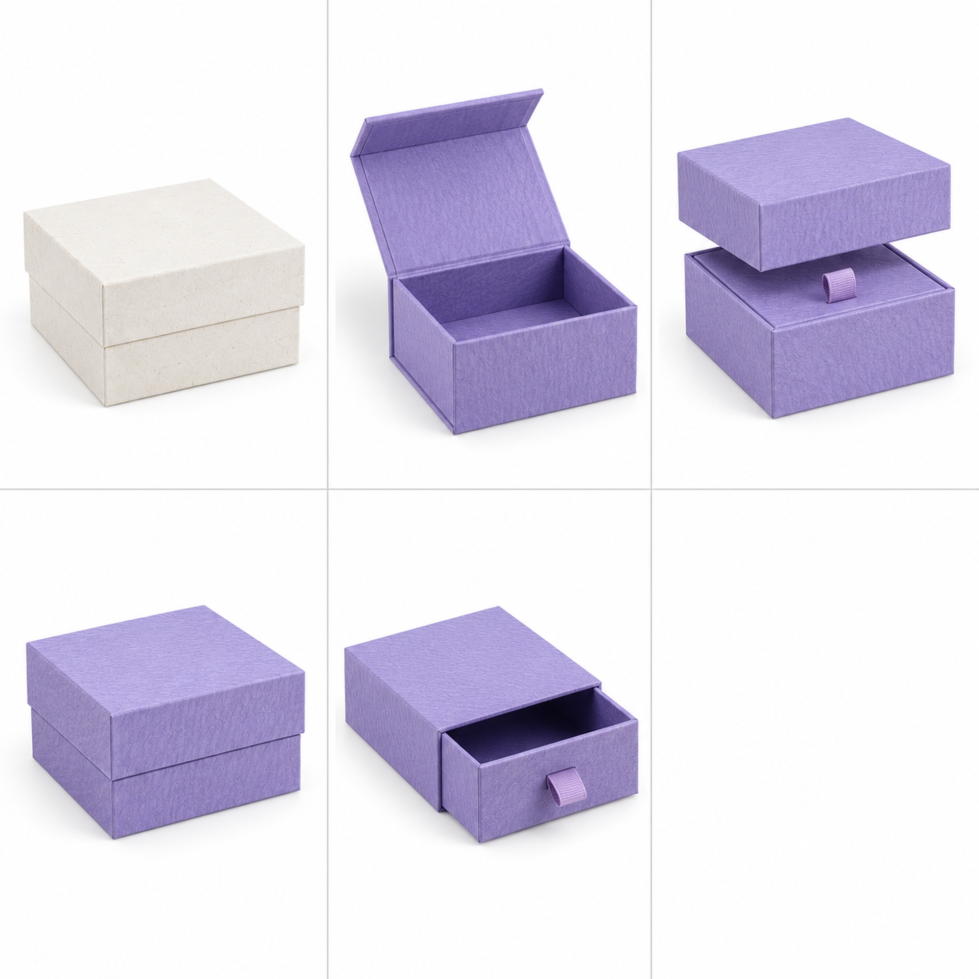 Custom purple cloud-texture jewelry box style and color options