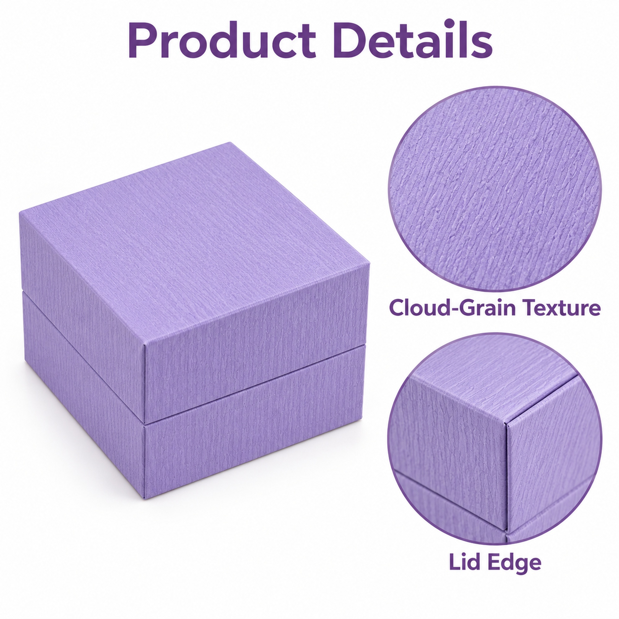 Wholesale purple cloud-texture jewelry box visible design details