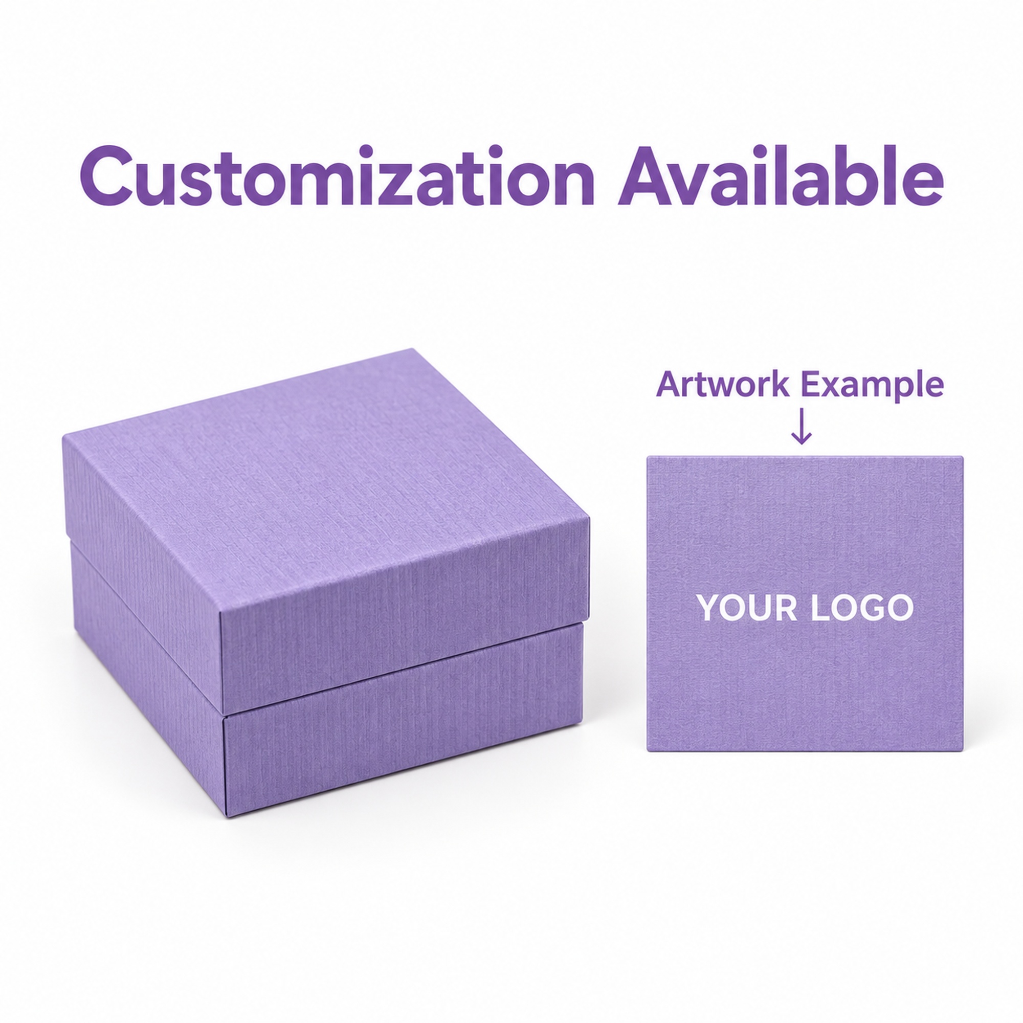 Custom branding options for purple cloud-texture jewelry box