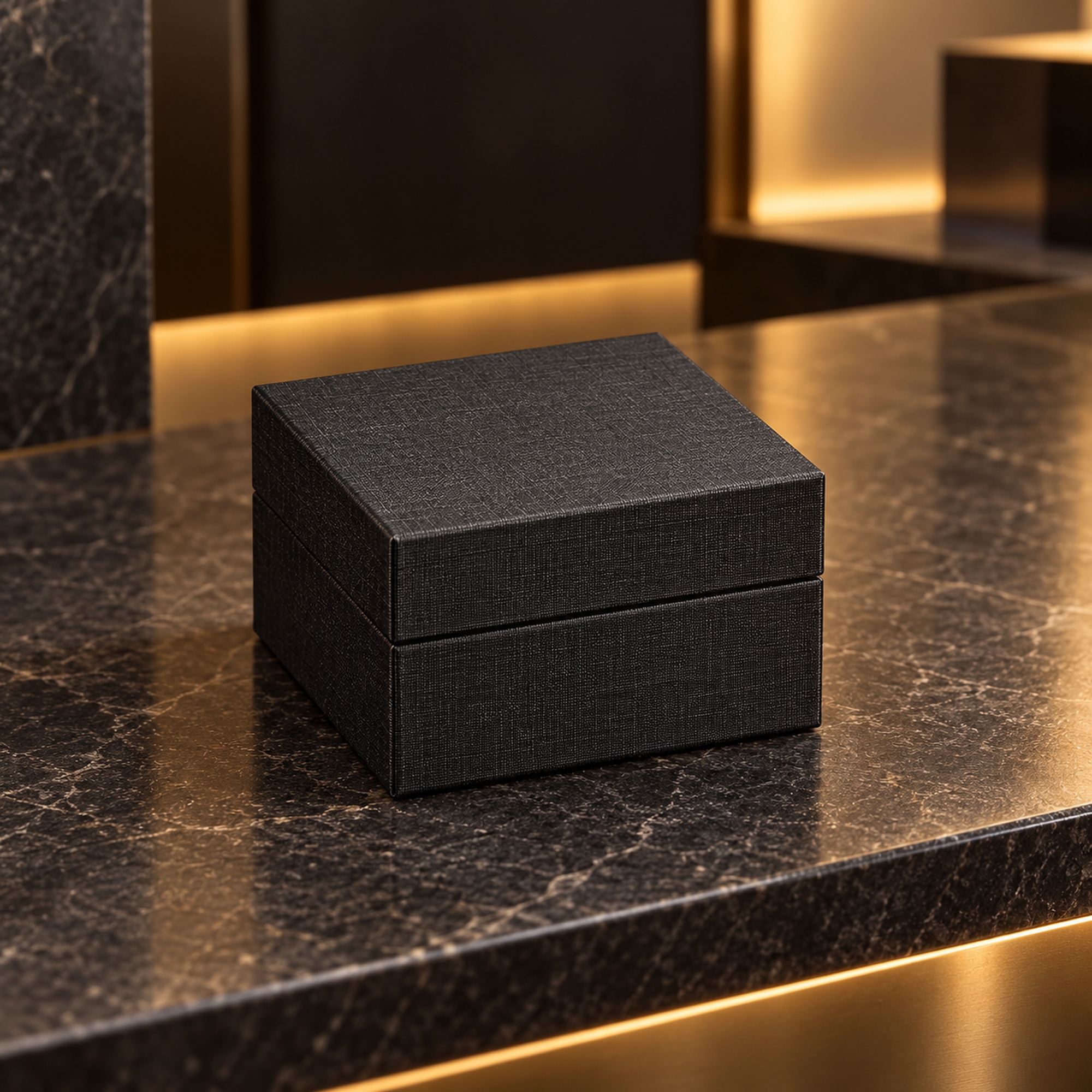 Black Crosshatch Jewelry Gift Box presentation setting