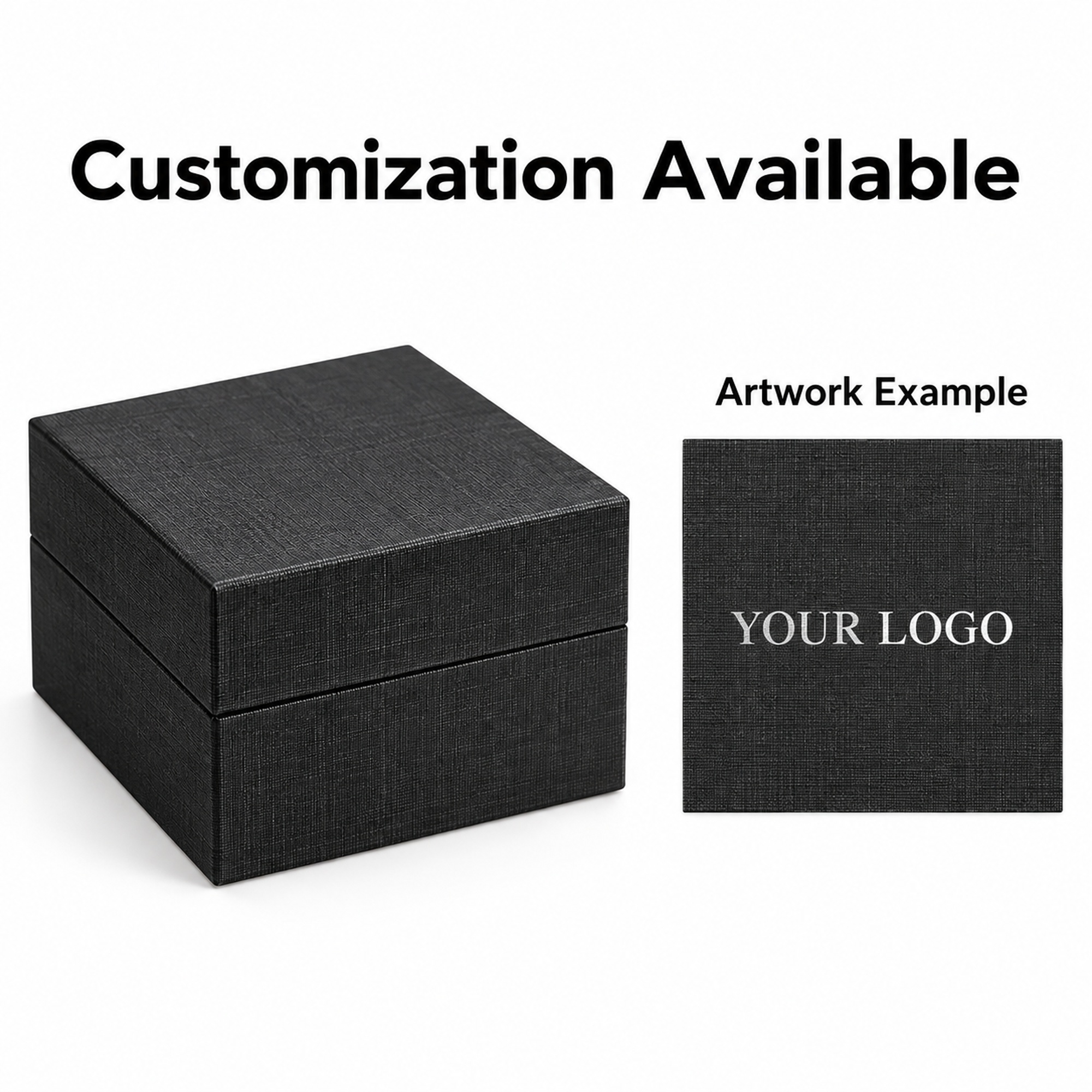 Custom branding options for black crosshatch jewelry gift box